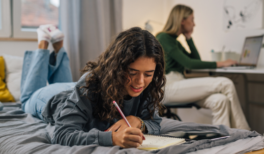 female students in dorm room