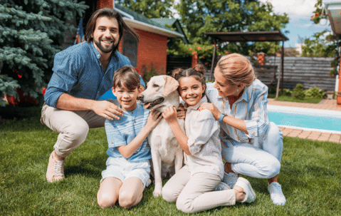 Family with a dog