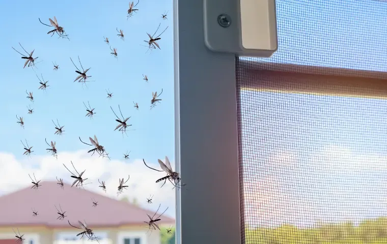 Mosquitoes in window