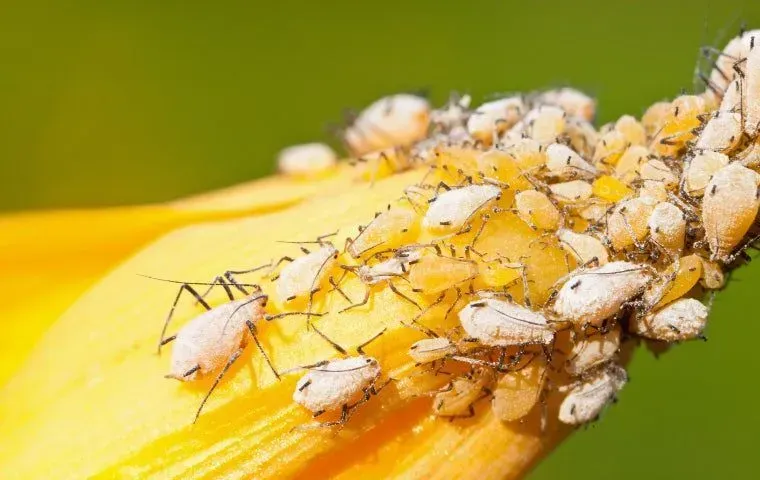 Yellow aphids on plant in Florida