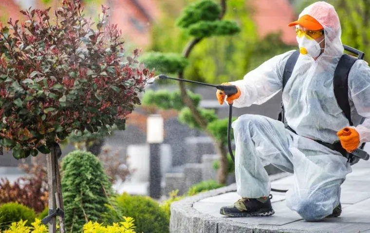 Professional Gardener Performing Pest-Control Treatment