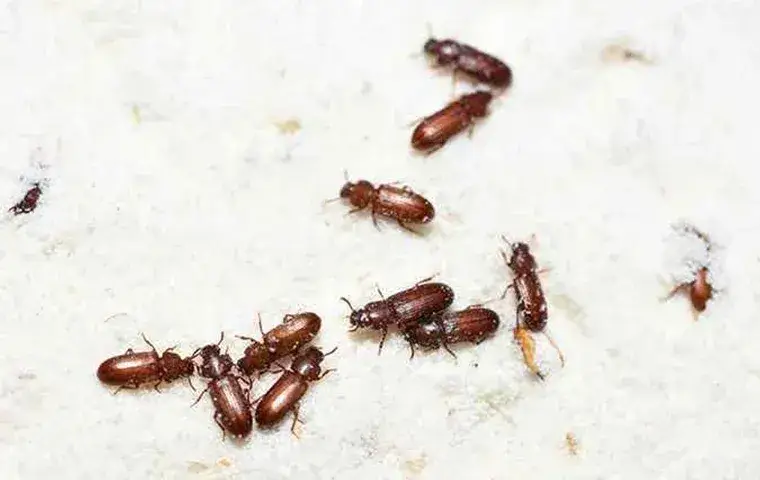 flour beetles crawling in rice