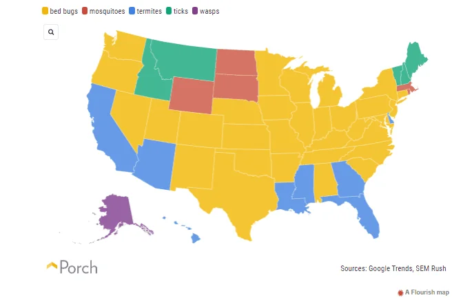 map that shows which insects bug america most